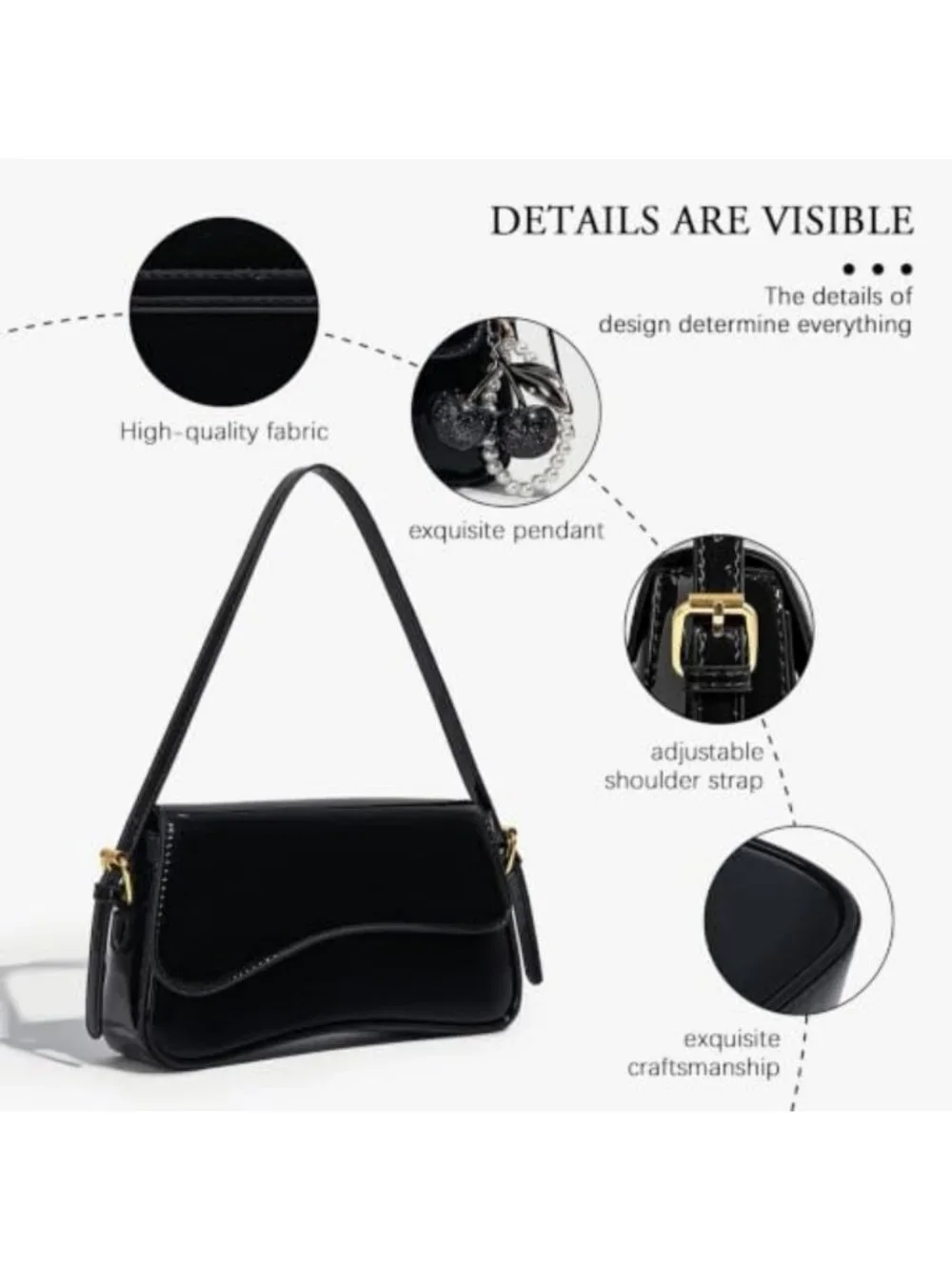 Stylish Hobo Bag for Women with Cherry Pendant | Versatile Crossbody Shoulder